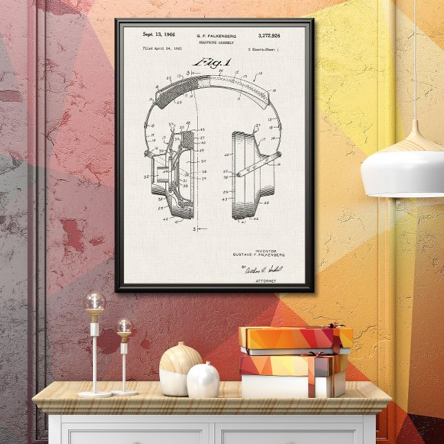 Poster Quadro | Patente de Fones de ouvido (Criador carregado)