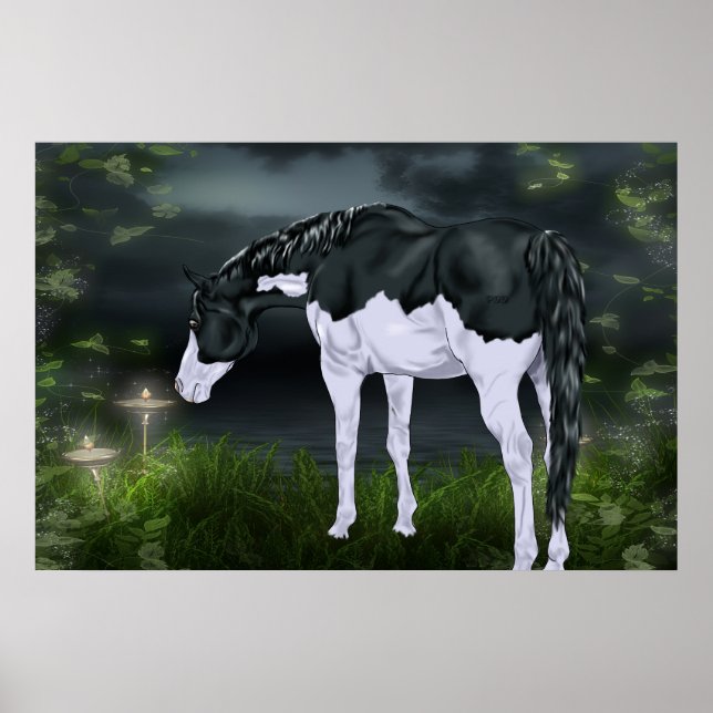 Poster Quadro preto e branco sobre o cavalo de pintura (Frente)