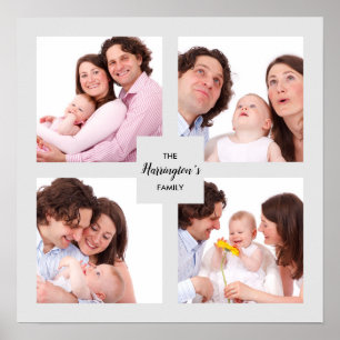 Poster Quadro Quadrado de Colagem de Fotos da Família de