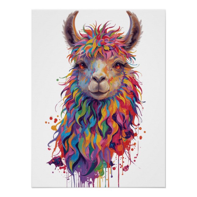 Pôster Quadro Whimsical Rainbow Llama (Frente)