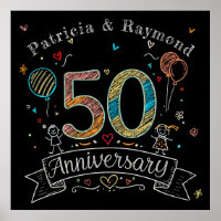 Quadros de Chalkboard 50º Aniversário Personalizad