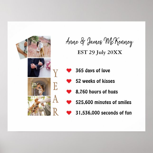 Poster Quadros de Número de Foto Personalizados para Aniv (Frente)