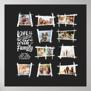 Poster Quadros Rústicos Branco/Preto O Amor é Família ID1