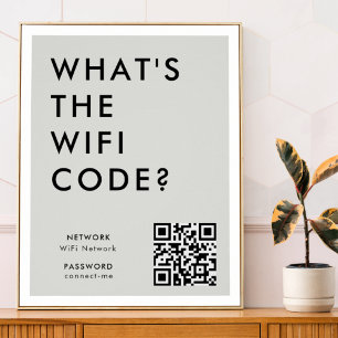 Poster Qual é o código WiFi? Cinzas de código QR da