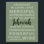 Pôster Qualidades de Jeová | JW<br><div class="desc">Esta poster mostra as qualidades notáveis de Jeová. Você pode personalizar o texto para seu idioma preferido e ajustar as cores e os elementos conforme desejado.</div>