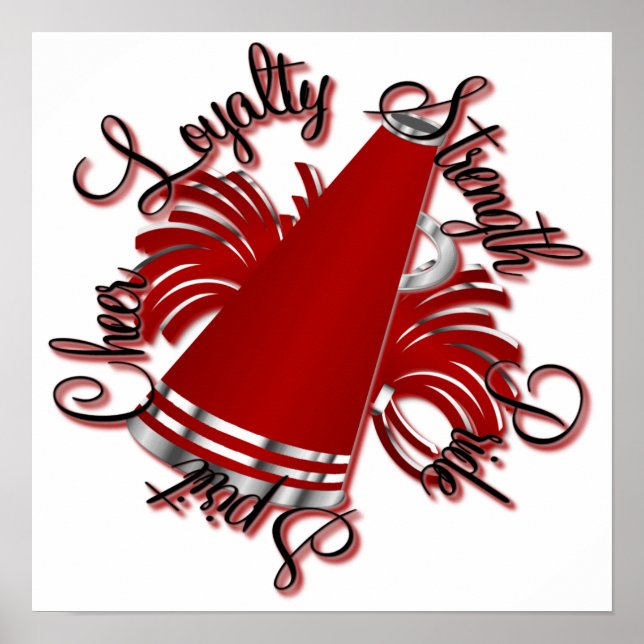 Poster Qualidades Vermelhas e Prateadas Cheias (Frente)