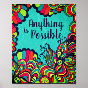 Poster Qualquer coisa é uma citação colorido e inspira