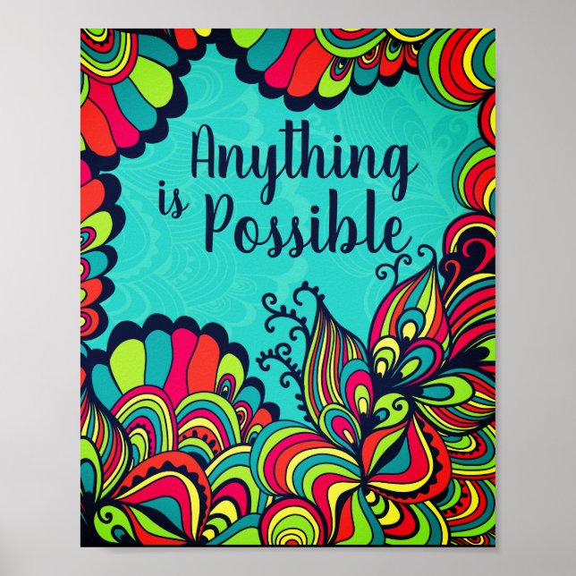 Poster Qualquer coisa é uma citação colorido e inspirador (Frente)