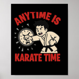 Poster Qualquer Hora É O Karate Time Engraçado Punch Cloc