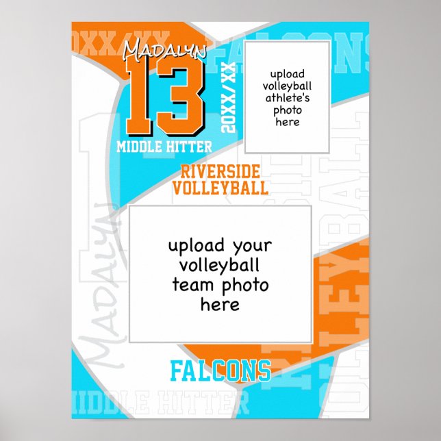 Poster Qualquer jogador de volei de cores da equipe + fot (Frente)