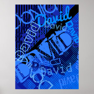 Poster Qualquer nome de Creative Blue personalizável