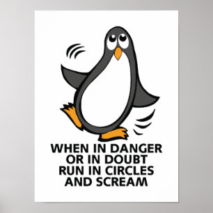 Poster Quando em Perigo Engraçado Pinguim
