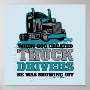 Poster Quando o deus criou os camionistas engraçados