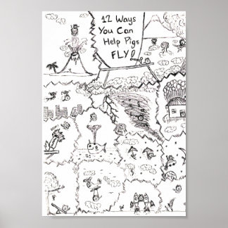 Poster Quando os porcos voam... 12 maneiras de ajudá-los.