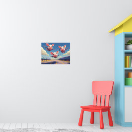 Poster Quando os Porcos Voarem Porcos Alados Divertidos