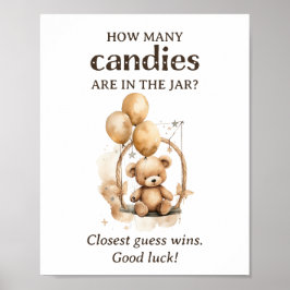 Poster Quantas Candies Teddy Bear Chá de fraldas