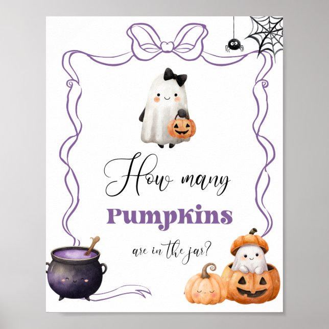Poster Quantos abóboras Halloween roxo Laço (Frente)