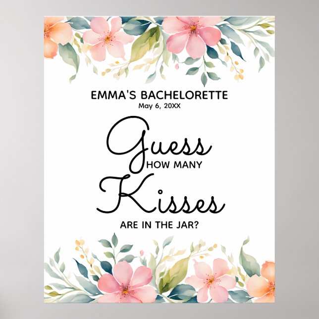 Poster quantos beijos há no jogo de chuveiro de jarro (Frente)