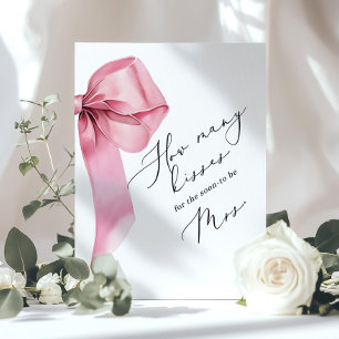 Poster Quantos beijos Pink Bow Script Chá de noiva