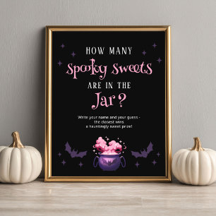 Poster Quantos Doces Jogo de Chás de Bebê de Halloween