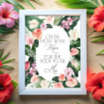 Poster Quantos Kisses Jogo de Chá de panela Tropical<br><div class="desc">Quantos Kisses Tropical Floral Game Poster. Itens correspondentes disponíveis. Consulte a coleção de cheios aqui: https://www.zazzle.com/collections/watercolor_tropical_flowers_and_leaves-119671500108864210</div>