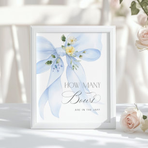 Poster Quantos Laços Laço floral Azul chá de bebê