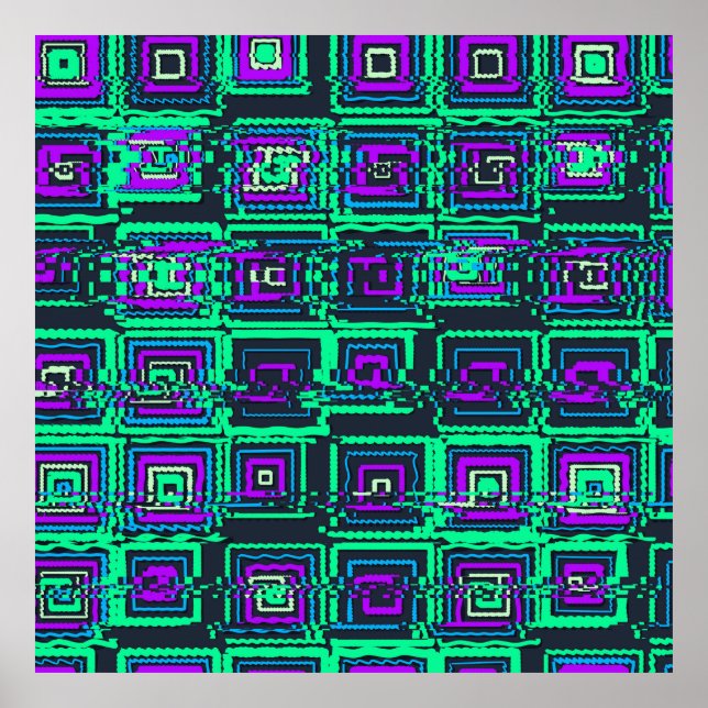 Poster Quantumphysics Geometric Glitch Pattern  (Frente)