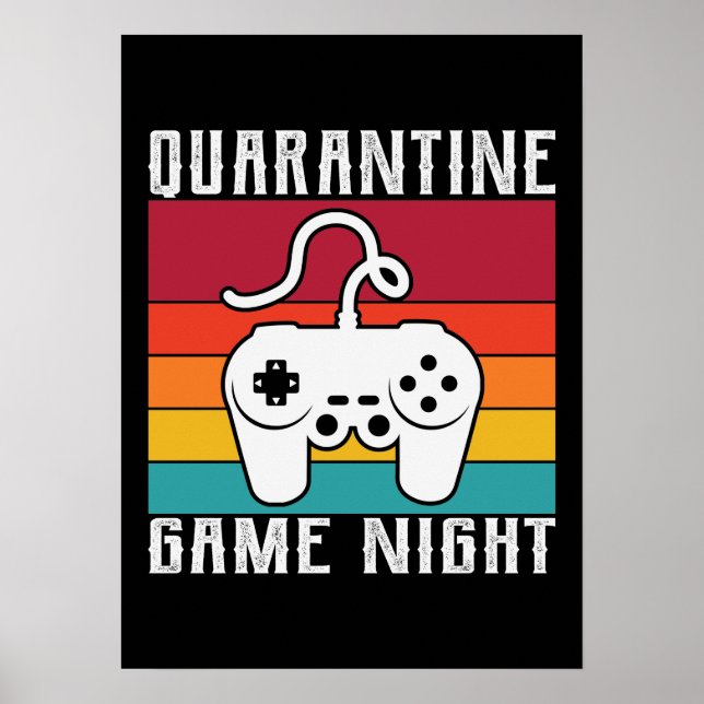 Poster Quarantine Game Night, Engraçado Jogos, Video Game (Frente)