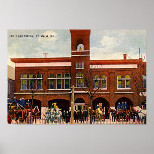 Poster Quartel dos bombeiros 3 1915 de Fort Wayne,