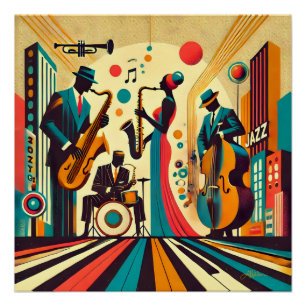 Pôster Quarteto da Era do Jazz de Meados do Século