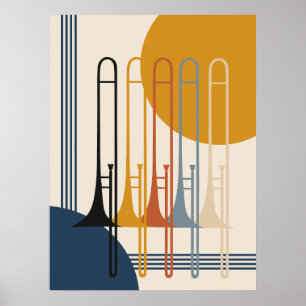 Poster Quarteto Minimalista de Trombones Moderno de Mea