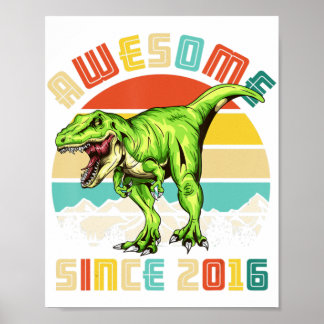 Poster Quarto Aniversário Dinossaur 4 Anos Menino Espetac