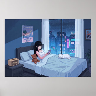 Poster Quarto Chuvoso Noturno