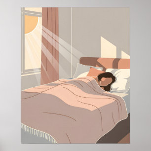 Poster Quarto da Manhã Sol Cozy Minimalista Nascer do Sol
