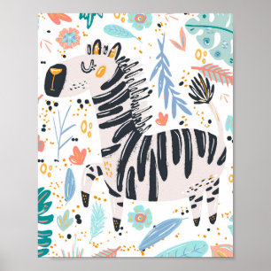 Poster Quarto de Bebê de Zebra Africana Fofa