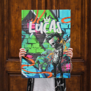 Pôster Quarto de Decoração com Grafite de Zumbi Monograma