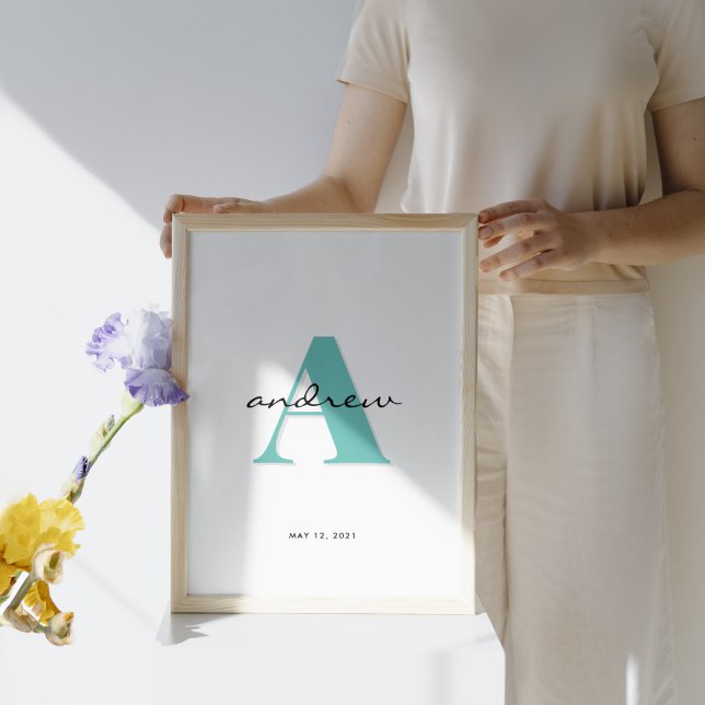 Poster Quarto de Enfermeiro do Bebê Monograma Inicial (Criador carregado)