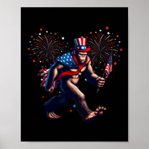 Poster Quarto de julho Bandeira Americana Bigfoot Sasquat