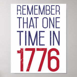 Poster Quarto De Julho Lembre-Se De 1776 Histor Americano