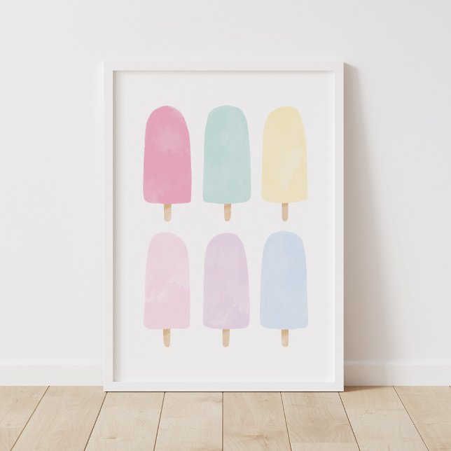 Poster Quarto de Meninas com Aquarela Pastel de Picolé (Criador carregado)