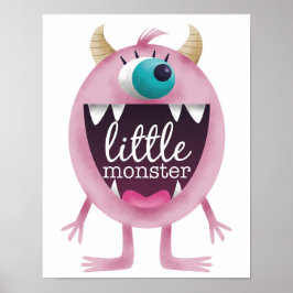 Poster Quarto de Meninas Pequeno Monstro Rosa