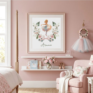 Poster Quarto de Meninas Sala de Bailarina com Arco Rosa