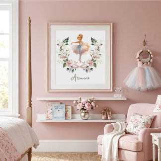 Poster Quarto de Meninas Sala de Bailarina com Arco Rosa
