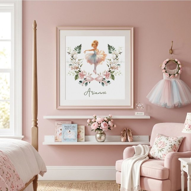 Poster Quarto de Meninas Sala de Bailarina com Arco Rosa  (Criador carregado)