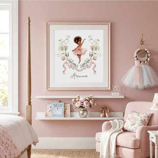 Poster Quarto de Meninas Sala de Bailarina com Arco Rosa