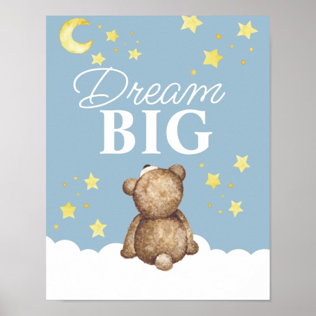 Poster Quarto do Ursinho Sonhador de Lua e Estrelas  (Frente)