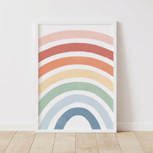Poster Quarto Infantil Arco-íris Aquarela