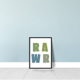 Poster Quarto Infantil Arte de Parede Dinossauros RAWR