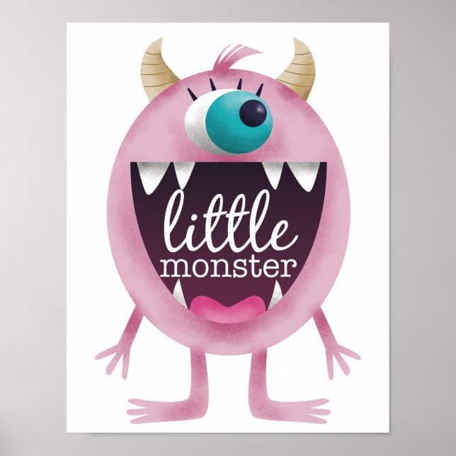 Poster Quarto Rosa Pequeno Monstro para Meninas (Frente)