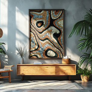 Poster Quartzo Abstrato Vintage Pedra Natural